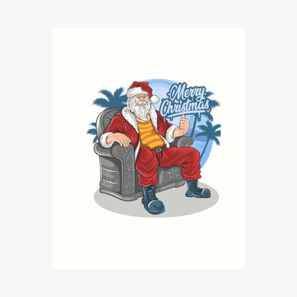 Santa Claus In Couch Vintage Art Print