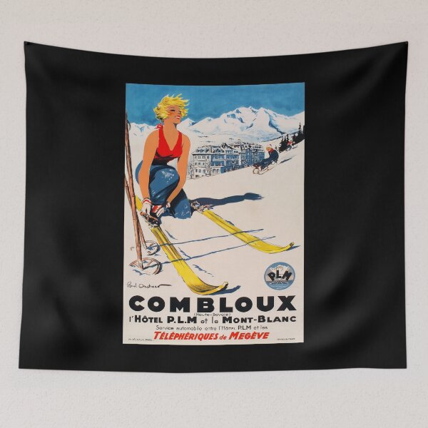 Item preview, retro combloux teleski lhotel plm et le mont blanc vintage reclame designed and sold by CorasPosters.
