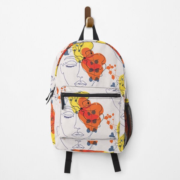 Item preview, Women Face with Orange and Yellow Flower Wreath Nymph Line Art designed and sold by HerMindSpeaks.