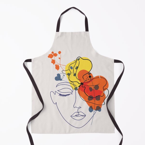 Item preview, Women Face with Orange and Yellow Flower Wreath Nymph Line Art designed and sold by HerMindSpeaks.