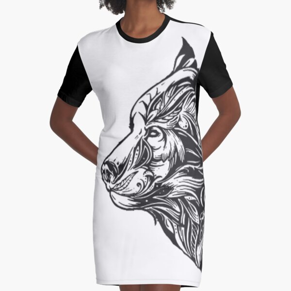 wolf beautiful awesome wolf face Graphic T-Shirt Dress