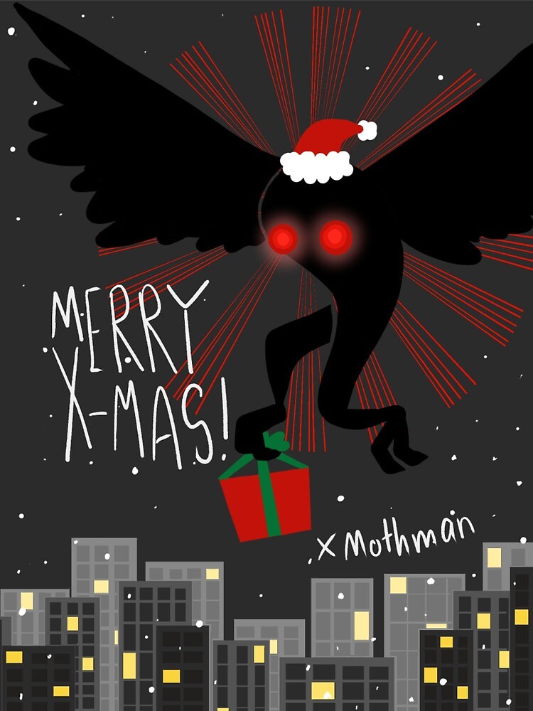 Merry Mothman Christmas" Greeting Card by mothmanatee | Redbubble