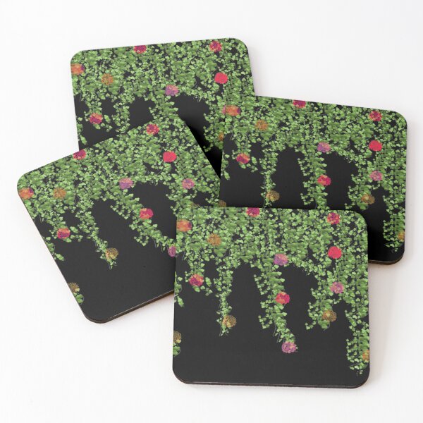 Item preview, Green Vines and Multi colored Flowers on Black designed and sold by AlteredAtelier.