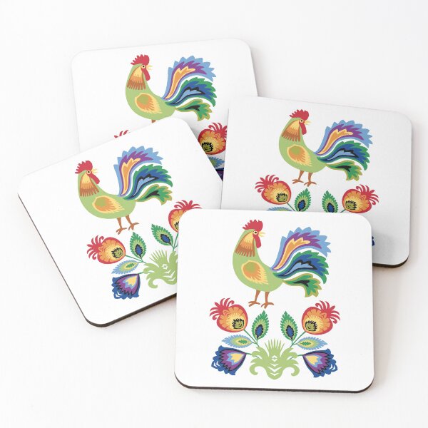 Item preview, Polish Green Rooster and Flowers designed and sold by Barbara Pixton.