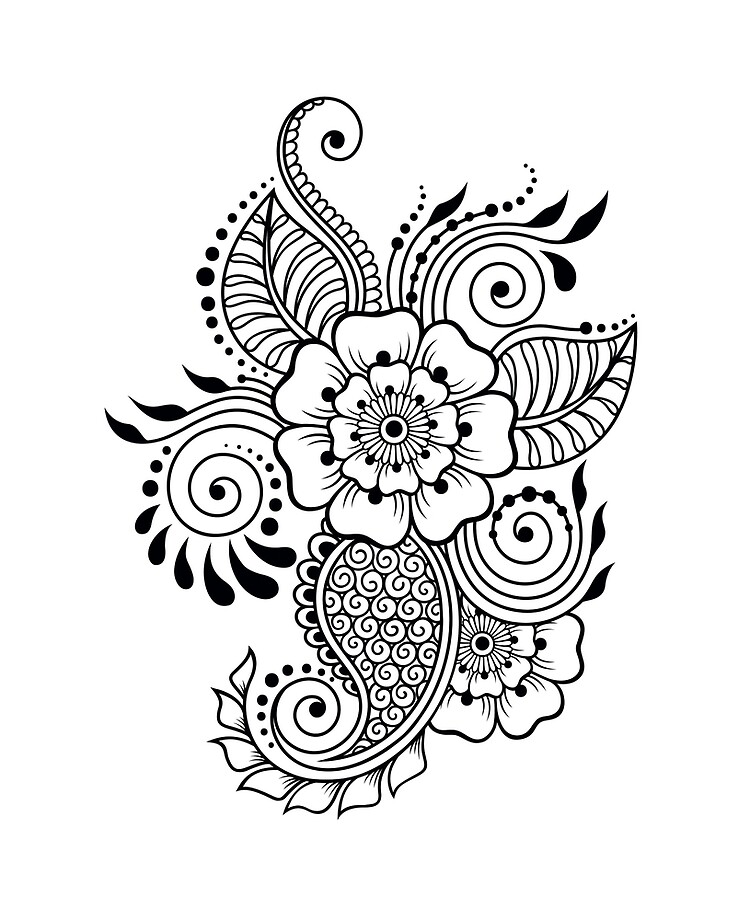Hand-drawn abstract henna mehndi flower ornament Vector Image