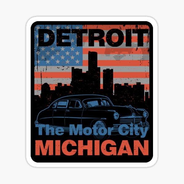 Detroit City Michigan USA State Vintage Emblem Car Bumper Sticker Decal "SIZES" 