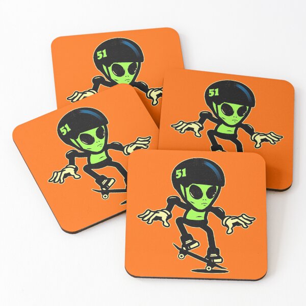 Item preview, Glowing Alien Skater Skateboarding Ollie Action. For Gnarly Rippers, No Snakes Allowed! Cool Skater Alien. designed and sold by UrTops.