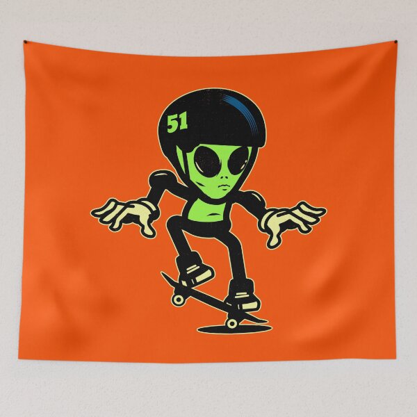 Item preview, Glowing Alien Skater Skateboarding Ollie Action. For Gnarly Rippers, No Snakes Allowed! Cool Skater Alien. designed and sold by UrTops.