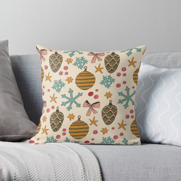 Christmas hand draw seamless pattern Throw Pillow
