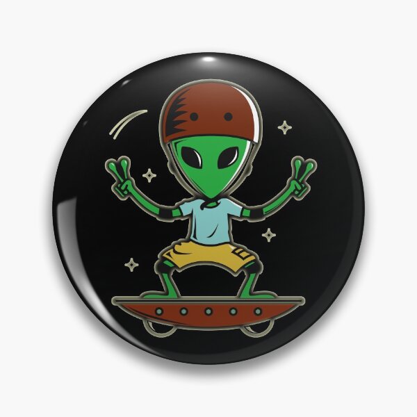 Item preview,  Glowing Alien Hoverboard Skater Skateboarding Showing Cool Peace Sign. For Gnarly Rippers, No Snakes Allowed! Cool Skater Alien. designed and sold by UrTops.