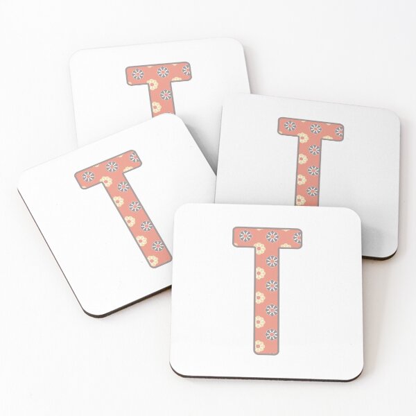 Item preview, MONOGRAM LETTER T PINK FLORAL TYPOGRAPHY DESIGN designed and sold by RhubarbMyrtle.