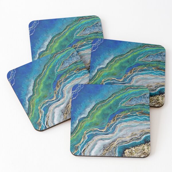 Item preview, Ocean Geode / Geode Painting / Turquoise / Green Geode / Agate Blue Ocean Waves Agate designed and sold by artenvironments.