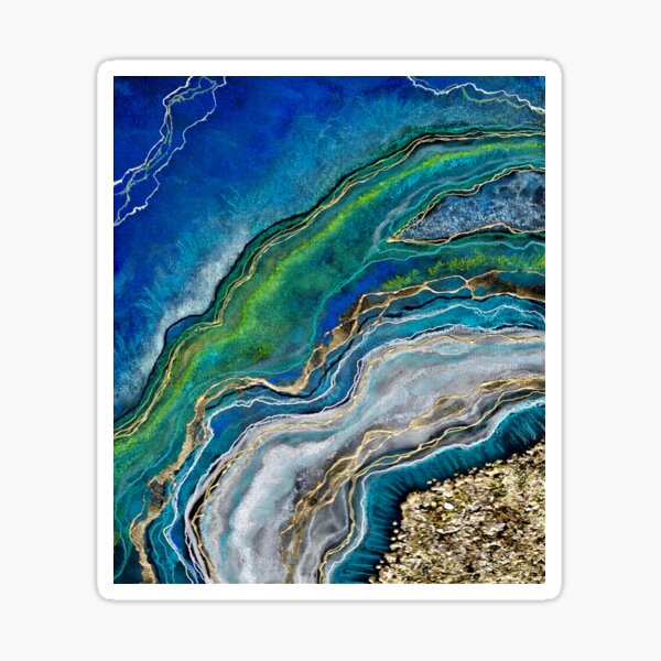 Item preview, Ocean Geode / Geode Painting / Turquoise / Green Geode / Agate Blue Ocean Waves Agate designed and sold by artenvironments.