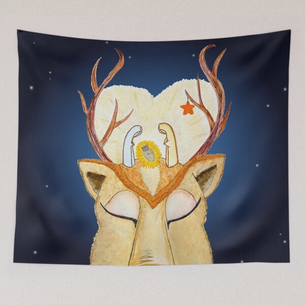 Item preview, The reindeer at the nativity (Christmas spirit card series) designed and sold by Joie-et-Poesie.