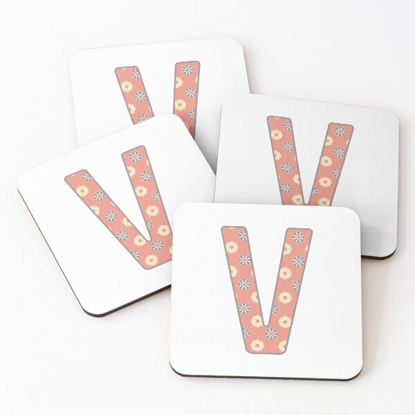 Item preview, MONOGRAM LETTER V PINK FLORAL TYPOGRAPHY DESIGN designed and sold by RhubarbMyrtle.