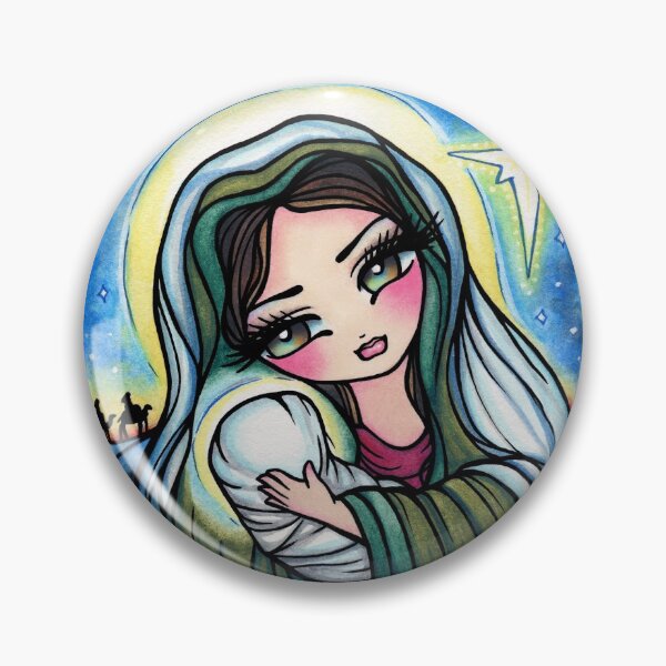 Nativity Scene, Baby Jesus and Mother Mary in a Manger Pin