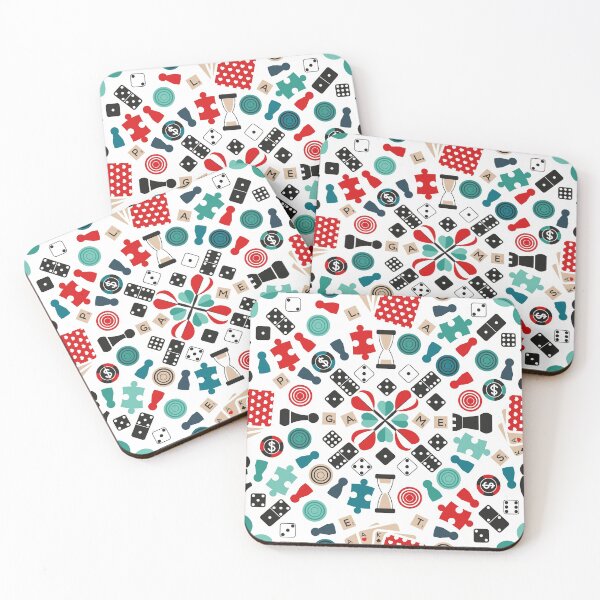 Item preview, Wanna play? // white background teal red mint brown black and white game pieces designed and sold by SelmaCardoso.