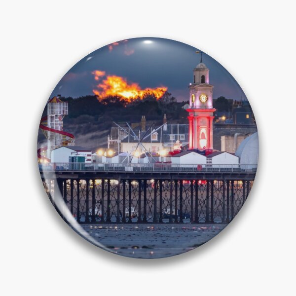 Item preview, Herne Bay moonrise over harbour, pier and clock tower designed and sold by rogerstanger.