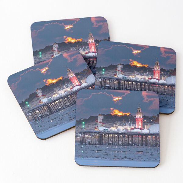 Item preview, Herne Bay moonrise over harbour, pier and clock tower designed and sold by rogerstanger.