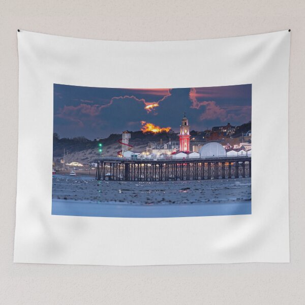 Item preview, Herne Bay moonrise over harbour, pier and clock tower designed and sold by rogerstanger.
