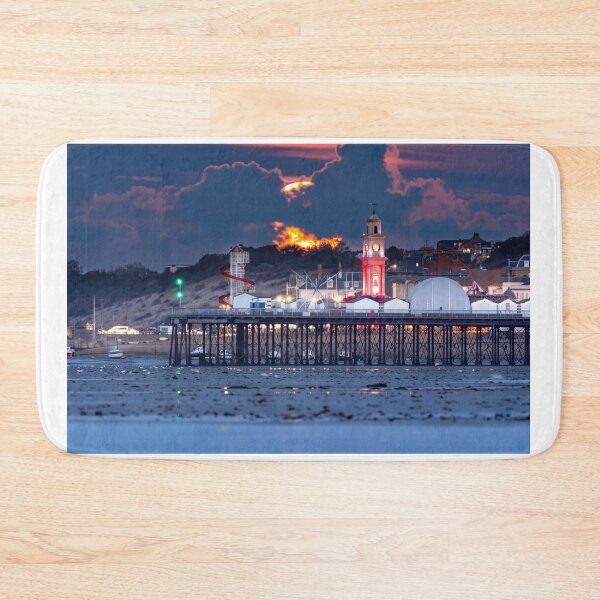 Item preview, Herne Bay moonrise over harbour, pier and clock tower designed and sold by rogerstanger.