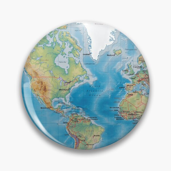 Item preview, World map, topographic map of the world with names of the oceans, seas, Lakes, Rivers, capitals, countries name and international boundaries designed and sold by mashmosh.