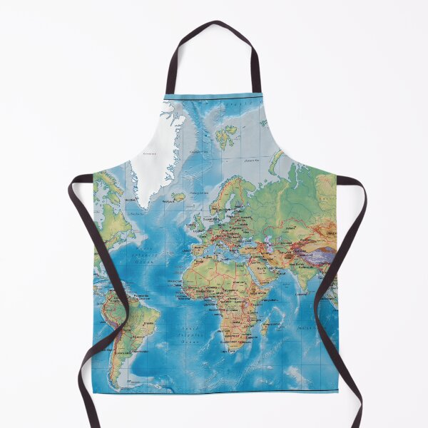 Item preview, World map, topographic map of the world with names of the oceans, seas, Lakes, Rivers, capitals, countries name and international boundaries designed and sold by mashmosh.