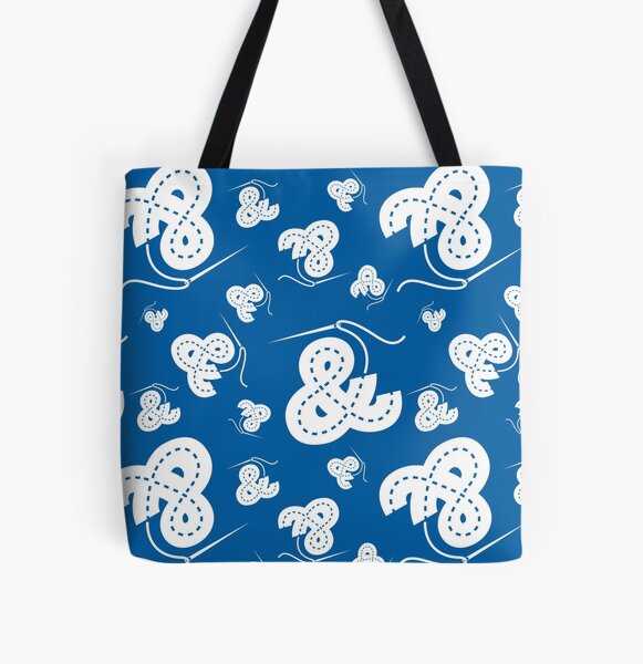 Stitched Ampersand - Blue All Over Print Tote Bag
