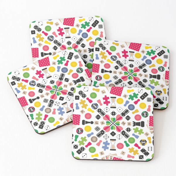 Item preview, Wanna play? // white background green yellow pink blue brown black and white game pieces designed and sold by SelmaCardoso.