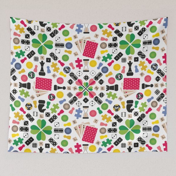 Item preview, Wanna play? // white background green yellow pink blue brown black and white game pieces designed and sold by SelmaCardoso.