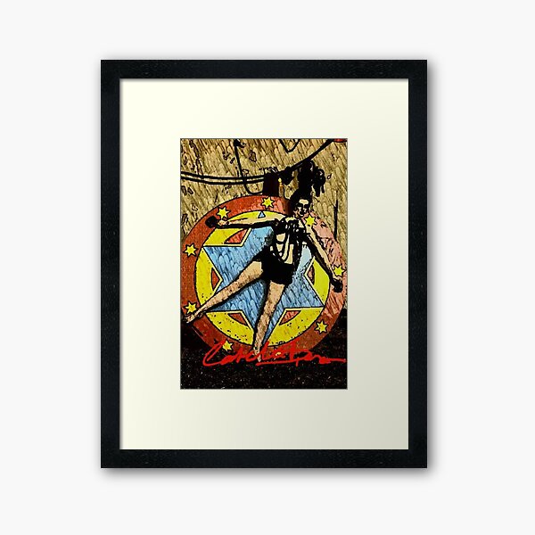 Circus Girl on Wheel Framed Art Print
