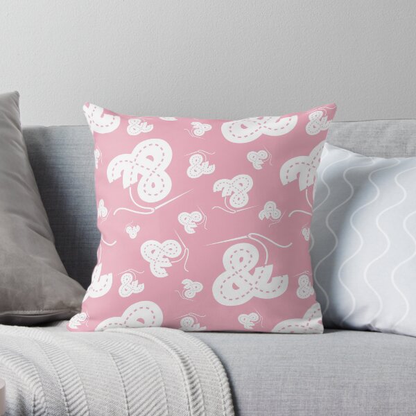 Stitched Ampersand - Light Pink Throw Pillow