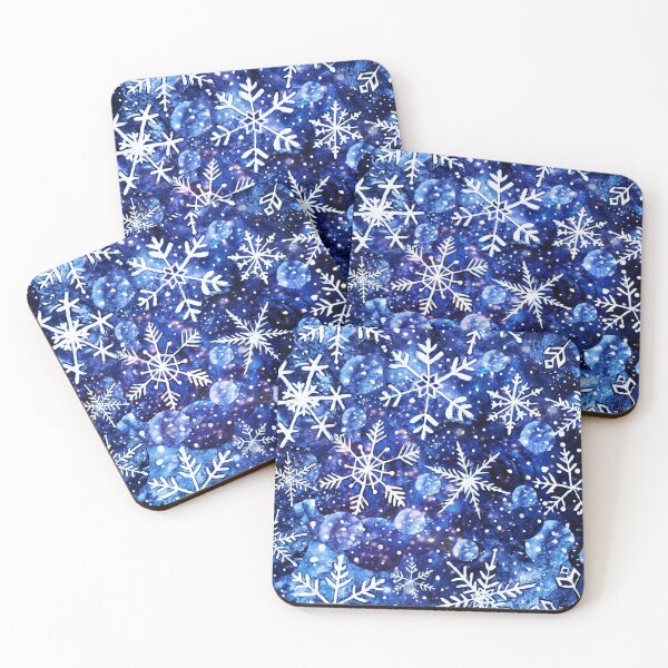 Item preview, Blue snowflake galaxy, Celestial snowflakes and stars in blue watercolor designed and sold by MagentaRose.