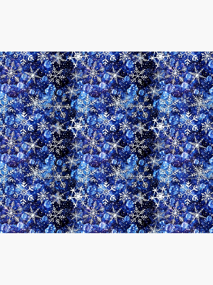 Blue snowflake galaxy, Celestial snowflakes and stars in blue watercolor by MagentaRose