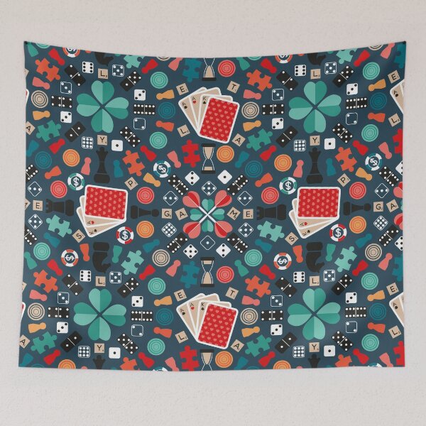 Item preview, Wanna play? // blue background teal orange red mint brown black and white game pieces designed and sold by SelmaCardoso.