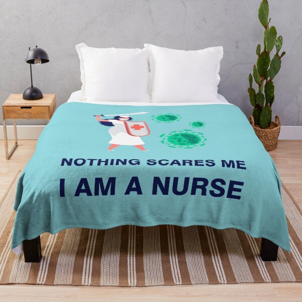 Item preview, Nothing scares me i am a nurse, nurse holding sword and shield fighting coronavirus , birthday gift, nurses day designed and sold by SGS-.
