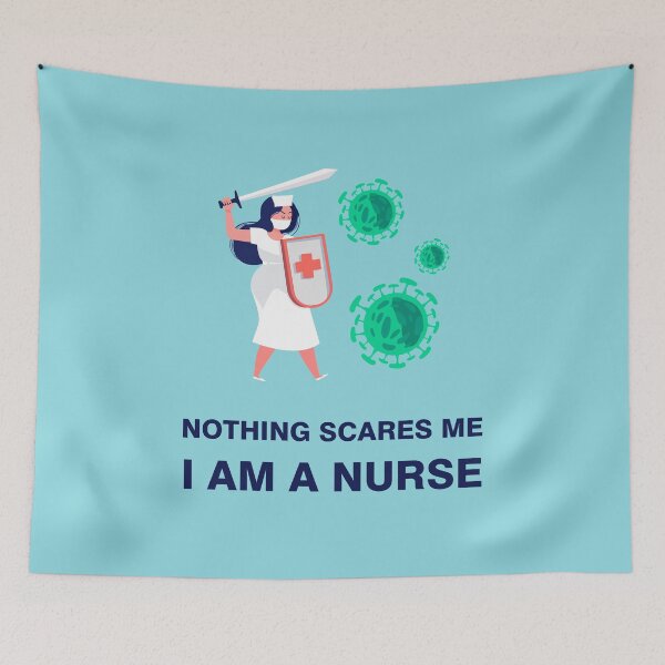 Item preview, Nothing scares me i am a nurse, nurse holding sword and shield fighting coronavirus , birthday gift, nurses day designed and sold by SGS-.