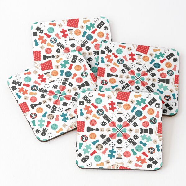 Item preview, Wanna play? // white background teal orange red mint brown black and white game pieces designed and sold by SelmaCardoso.