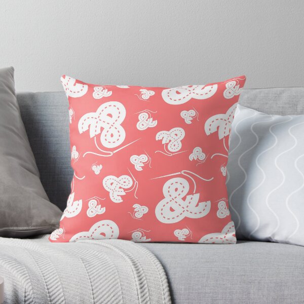 Stitched Ampersand - Pink Throw Pillow