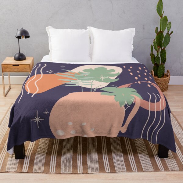 Item preview, Abstract shapes lines and dots tropical leaves earth tones digital design illustration 65 designed and sold by MyBlackDreams.