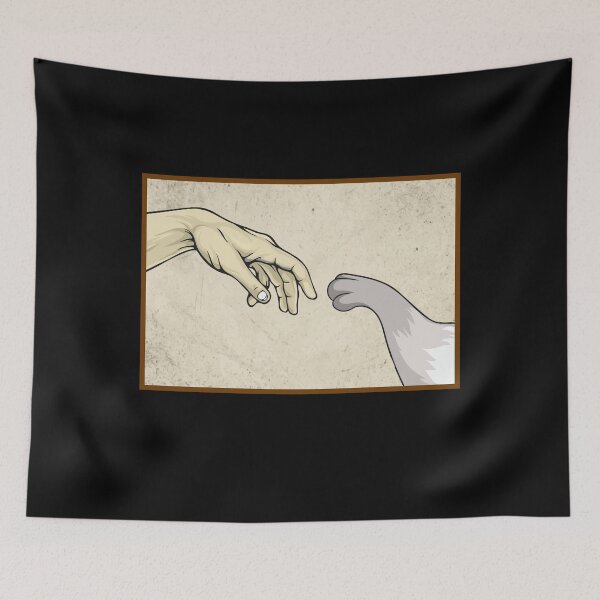 Item preview, Michelangelo Cat Creation Of Adam Funny Art designed and sold by Lenny Stahl.