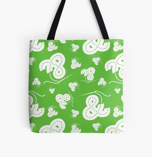 Stitched Ampersand - Lime All Over Print Tote Bag