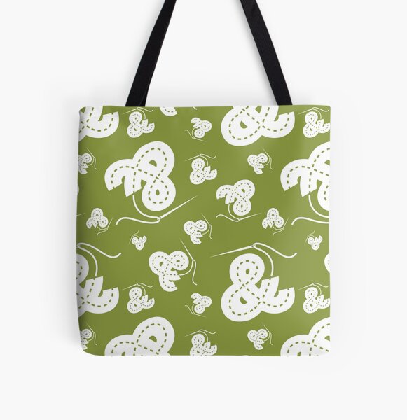 Stitched Ampersand - Olive All Over Print Tote Bag