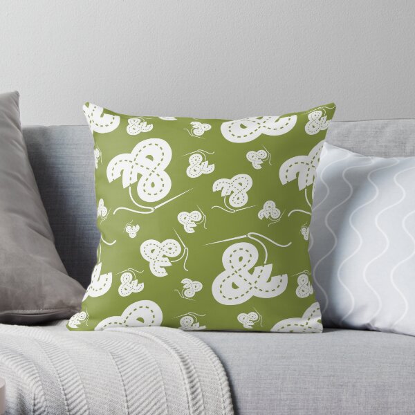 Stitched Ampersand - Olive Throw Pillow