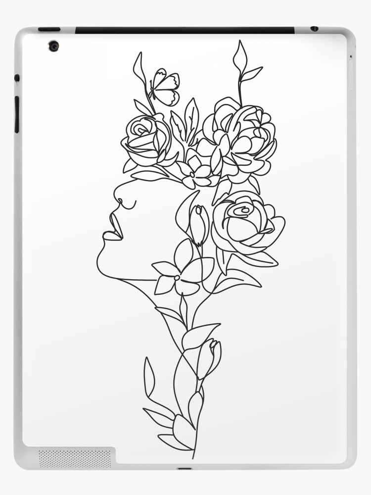 Fine Line Abstract Art Boho Head Of Flower Print Botanical Print