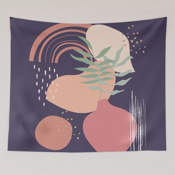 Item preview, Abstract shapes lines and dots plant leaves earth colors digital design illustration 66 designed and sold by MyBlackDreams.