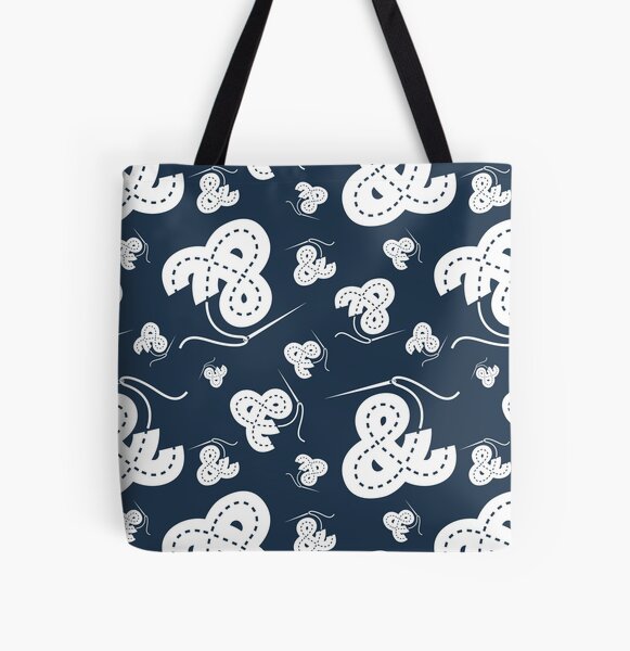 Stitched Ampersand - Navy All Over Print Tote Bag