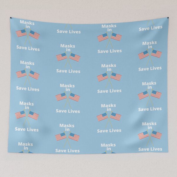 Item preview, Mask in USA Save Lives with the Light Blue Background designed and sold by Vero De.