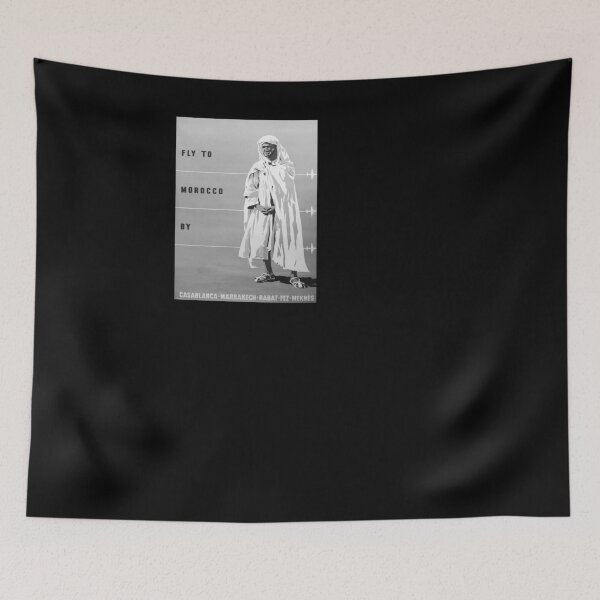Item preview, retro noir et blanc Fly to Morocco designed and sold by CorasPosters.
