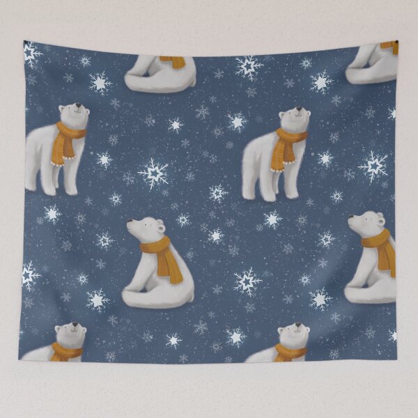 Item preview, Snow Is Falling Polar Bear Pattern designed and sold by Jade Lawley.